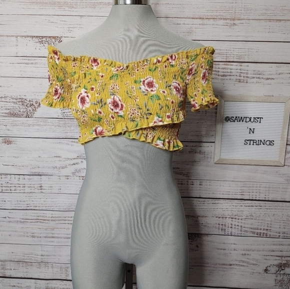 COPY - ANGEL Biba Smocked Floral Crop Top XS - Picture 1 of 6